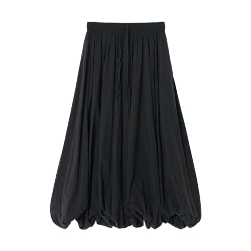 Women’s Summer Cotton Midi Skirt, High-Waisted A-Line Casual Long Skirt