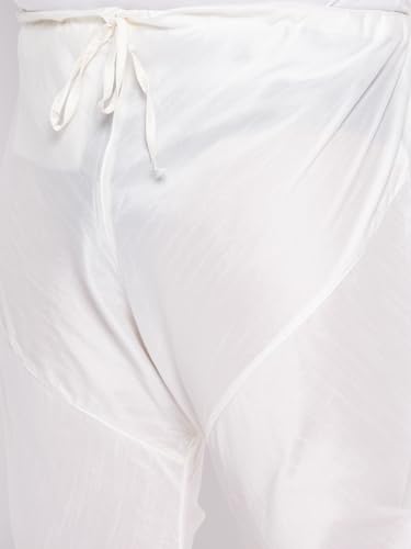 Image of Vastramay Plus Men's White Silk Blend Kurta Pyjama Set VPLUSMKWH001nPBL 44 | Independence Day