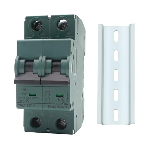 AIRTAK 6A DC Circuit Breaker 500V 2-Pole &ndash; Complete Kit with DIN Rail & Screws, Solar Disconnect...