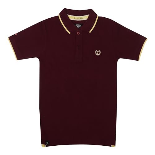 Image of LILGLORY Boys Regular Fit Polo Collar Patterned Tshirts in Blue /Grey /Maroon /Red /Black (810 /811 /812 /813 /814)