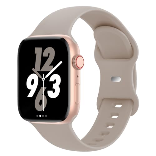 Sport Band Compatible with Apple Watch 38mm 40mm 41mm 42mm 44mm 45mm 46mm 49mm, Replacement Soft Silicone Strap Wristbands for iWatch Series 11/10/9/8/7/6/5/4/3/2/1 Ultra SE Women Men, Stone