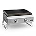 Onlyfire Tragbarer Gas-Plancha-Grill mit 2 Brennern, Tisch-Gasgrill mit Antihaft-Keramik-beschichteter Grillplatte für Outdoor-Kochen, Terrasse, Party, Camping, Wohnmobil