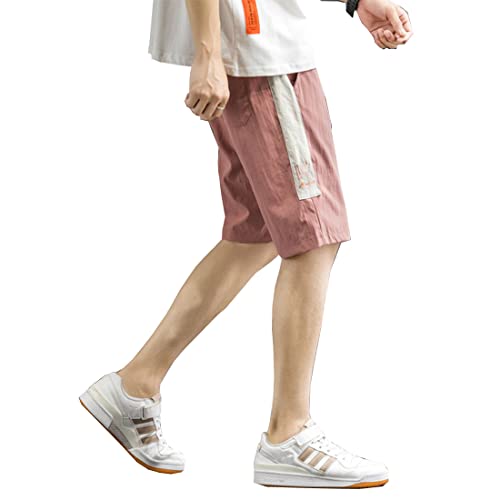 DAISHA 2022 New Men's Summer Loose Fit Hiking Shorts,Quick Dry Drawstring Pull On Shorts for Shopping Running Gym & Outdoor. Red