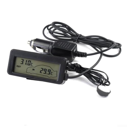 SPORTARC Thermomètre intérieur et extérieur de voiture, 1 thermomètre numérique LCD 12 V pour voiture, jauge de température intérieure/extérieure (bleu)