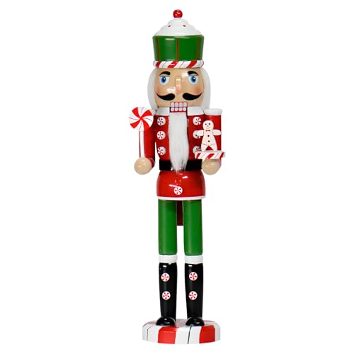 Figuras de decoração de quebra-nozes de Natal, enfeites de quebra-nozes de madeira de chef de 38 cm