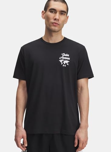 Under Armour Herren 60/40S Sports Logo Kurzarmshirt, super weiches Sportshirt aus Baumwollmix, schnell trocknendes T-Shirt mit geripptem Kragen,Black / / White,MD