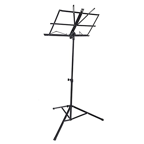 CHICIRIS Atril de Metal, Altura Ajustable de 21,2 a 53,1 Pulgadas, Soporte para Hojas Plegable Portátil con Bolsa de Transporte, Superficie de 18,8 X 11,8 Pulgadas (BLACK)