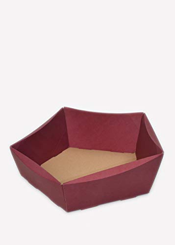 10 Stück'Präsentkorb Royal bordeaux' - 5eckiger Geschenkkorb aus Wellpappe