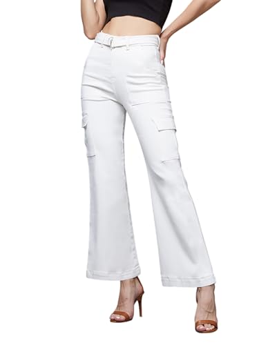 Image of Miss Chase Women's Wide Leg High Rise Regular Stretchable Denim Jeans