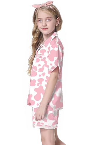 Image of Girls & Womens Satin Pajamas Set, Silk Button-Down Sleepwear 2 Piece Nightwear, 3 Years - Women XXL