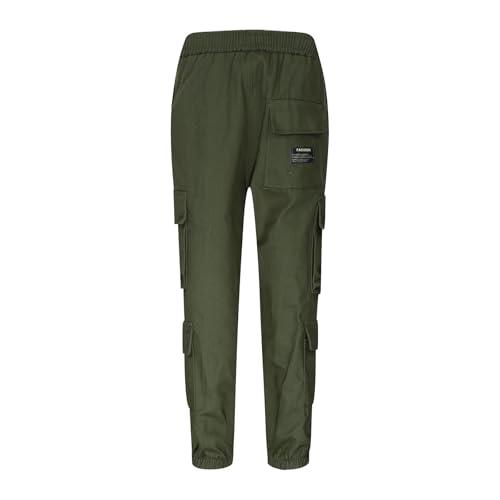 Boys Cargo Joggers Pants Kids' Stretch Elastic Waist Casual Jogging Trousers Bottom for Kids 12-13 Years
