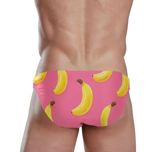 Pink Yellow Banana Men's Swimwear Sexy Bikini Solid Siwmming Briefs 208571983