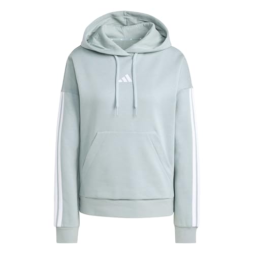 adidas Damen Essentials 3-Stripes Fleece Hoodie, Wonder Sage/White, XL