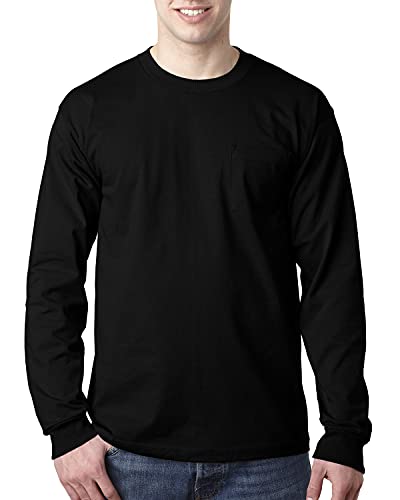 Photo de Bayside BA8100 BY 8100 USA MADE LS POCKET TEE BLACK M
