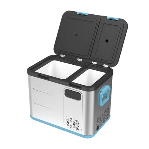 Hi-Gear Thermec 36L Dual Zone Portable Fridge Freezer - 28L Fridge + 8L Freezer with Separate Digital Controls - 12V Car & 240V Mains Electric Cool Box for Camping Caravan Motorhome & Car