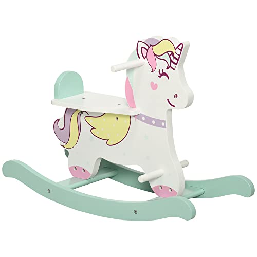 AIYAPLAY Licorne à Bascule Cheval à Bascule pour Enfants de 1 à 3 Ans avec poignées Repose-Pied butées Cover
