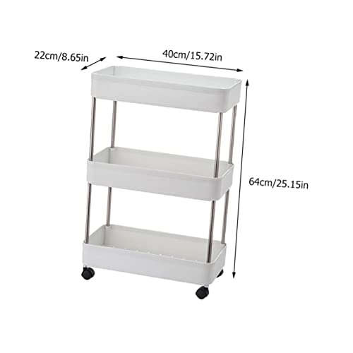 Étagère de rangement multi-usages 3 niveaux large en PP robuste avec roues