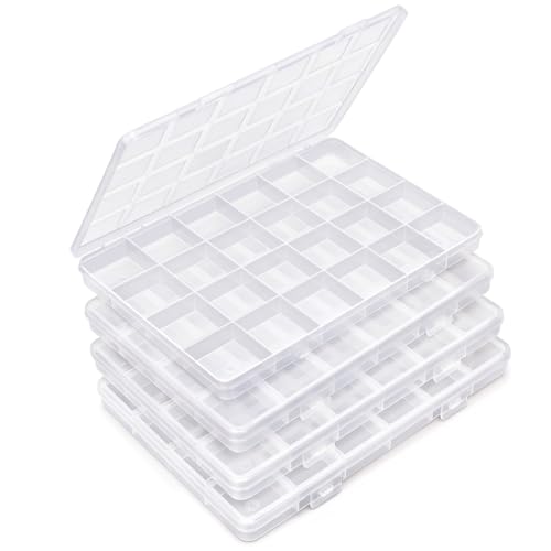 Image of Eppingwin 24 Grids Bead Organizer, Craft Organizers and Storage, Acrylic Organizers, Plastic Bead Organizer Box for Crafts Organizing Storing (4 pcak)