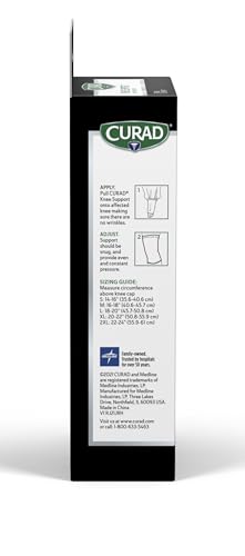 Image of CURAD Knee Support for Men & Women, Elastic, Pull-Over, Knee Brace for Running Knee Pain, Workout Sports Knee Brace, Black, Large