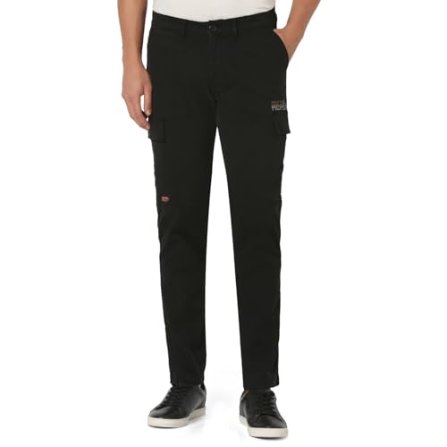 Image of Spykar Men's Regular Fit Mid Rise Pants