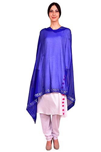 eloria Indian Designer Royal Blue Chiffon Dupatta Stole Women Hijab Scarf Throw3