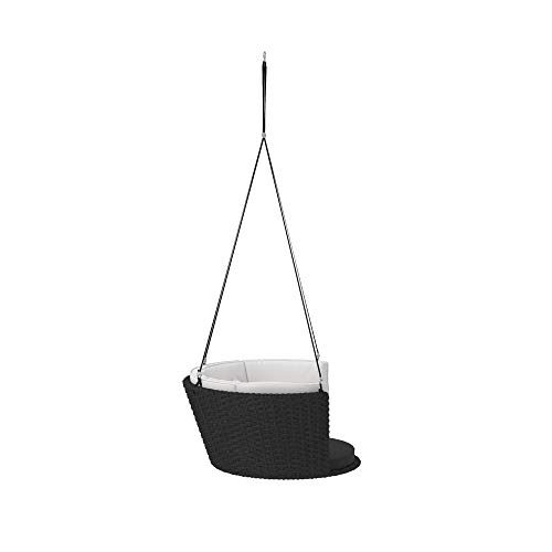 Novogratz 87059Bwg1E Poolside Gossip Collection, Sally Patio Hanging, Gray Cushion, Black Wicker Swing, Charcoal Stripe #TOP7