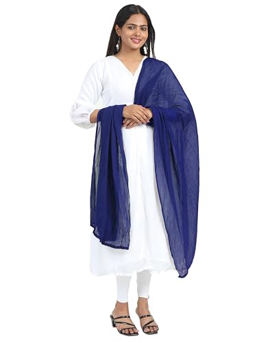 Image of Miraan Solid Pure Cotton Dupatta with Pom Pom Border, 2.25 meters length (DUPCOTTON)