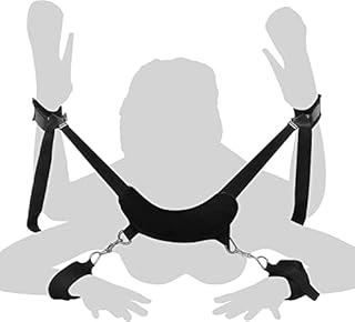 LVFUNCO BDSMS Bed Restraints Kit Wrist Leg Restraint System Hand & Ankle Cuff Bed Restraints Sex Bondage Position Support Sling Sex Play (Black)