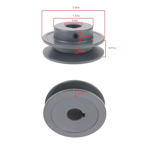 EMSea 1 x Einzelrillen-Riemenscheibe Ak2558 Scheibe, 1,6 cm Öffnung, ID 6,5 cm OD für Ak2558 V-Riemenscheibe für Kompressoren, Motoren, Tischsäge, industrielle Antriebsrolle, Getriebe