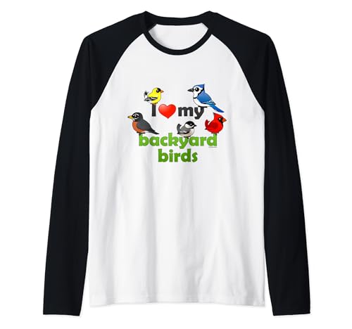 Birdorable I Love My Backyard Birds Cute Cartoon Raglan Baseball Tee