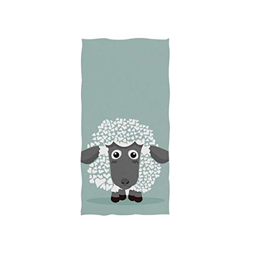 ALAZA Cute Black Sheep in Heart Shape Hand Towel Yoga Gym Cotton Face Spa Towels Absorbent Multipurpose for Bathroom Kitchen Hotel Home Decor Set 15x30 Inch