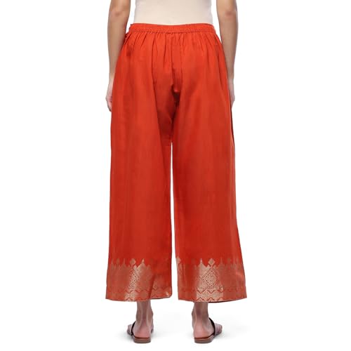 Image of BIBA Women Straight Mid Rise Art Silk Palazzo