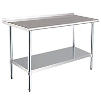 Amazon Basics Werkbank aus Edelstahl, NSF-zertifiziert, mit Spritzschutz, 61 x 152 cm, Silber (Früher Marke AmazonCommercial)