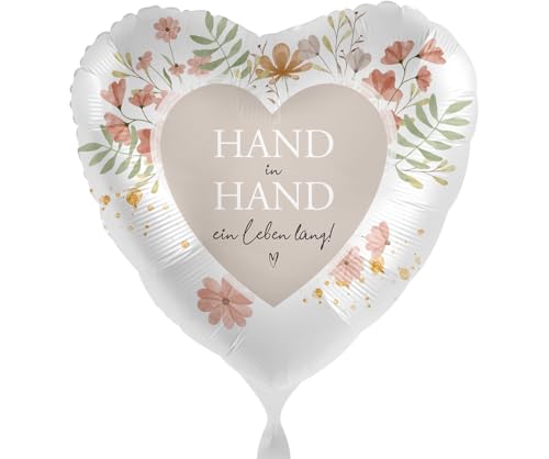 Folienballon Hochzeit 'Hand in Hand - ein Leben lang' Luftballon Verlobung Geschenk Brautpaar...
