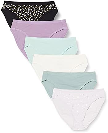 Amazon Essentials Women's Cotton High Leg Brief Underwear (Available in Plus Size), Pack of 6, Spring/Floral, Medium