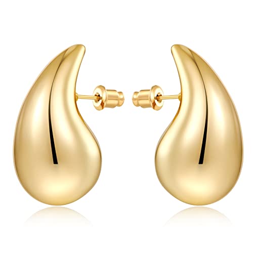MUYAN Gold Silver Chunky Earrings for Women Lightweight Teardrop Earrings Fashion Jewelry
