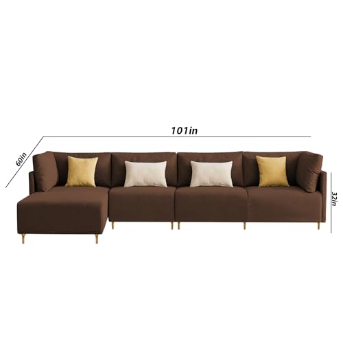Image of Carina LHS 6 Seater L Shape Sofa Set for Living Room (Brown Fabric) Premium Fabric Sofa
