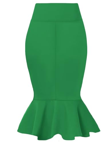 Image of HyBrid & Company Womens Premium Nylon Ponte Stretch Office Fishtail Pencil Skirt High Waist Made in The USA Below Knee