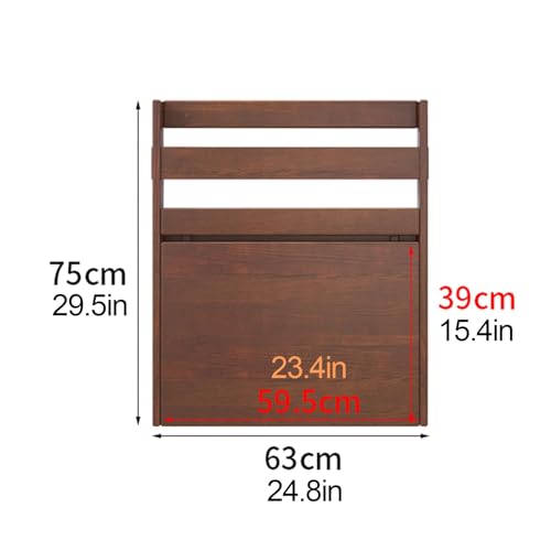 Table murale gain de place pour studio, petit bureau flottant en hévéa marron avec étagères