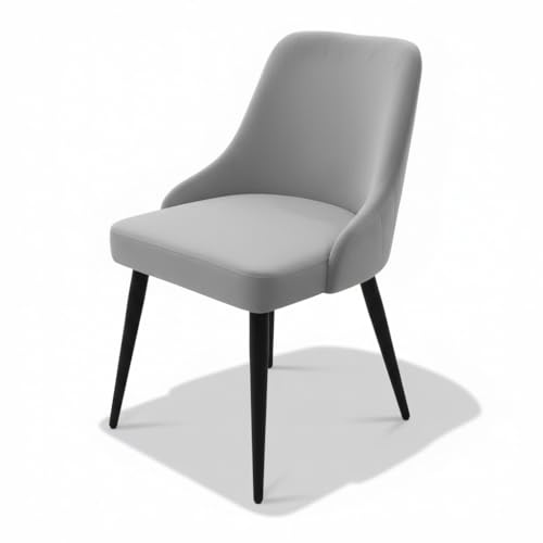 Image of Finch Fox Taskpro Modern Unique Velvet Upholstered Seating Living Room Dining Chair with Black Metal Legs in Light Grey Color (Set of 4)
