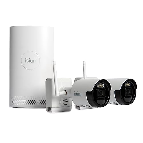 Isiwi Kit Connect Air Vidéosurveillance WiFi 4MP, NVR 8CH + 2 caméras IP à batterie, sans fil intérieur/extérieur, détection de mouvement, détection de...