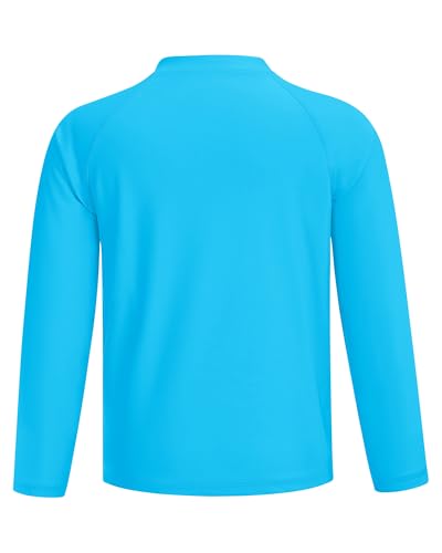 Image of Runhit Boys UPF 50+ Rash Guard Long Sleeve Zip Up 2T to Youth UV Sun Protection Shirt for Beach Surf Fish Quick Dry