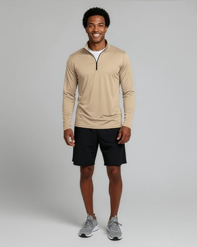 Image of Real Essentials 3 Pack: Men's Dry-Fit Active Quarter Zip Long Sleeve Athletic Performance Pullover (Available in Big & Tall)