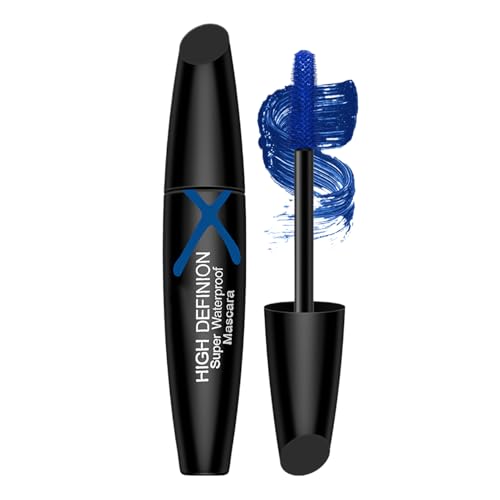 Rímel azul – Máscara de pestañas azul impermeable para fiestas | Mascara rizada de larga duración para pestañas | Volumen con fibras para efecto de extensión, azul telescópico