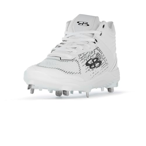 Boombah Viper Pureknit Men's Metal Mid Cleat - White Out - Multiple Color Options - Multiple Sizes