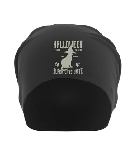 Bonnet chat sorcière Halloween en coton fin noir unisexe taille unique