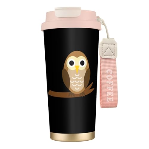 タンブラー 木に止まるフクロウ マグボトル コーヒーカップ 水筒 保温 保冷 ウォーターボトル 蓋付き ストロー付き 直飲み おしゃれ プレゼント