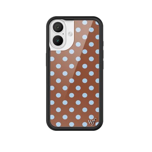 Image of Wildflower Cases - Compatible with iPhone 16 | Protective Black Bumper, 6.5ft Drop Test Certified, Women Owned Small Business | Spots Aesthetic Trendy Cute | Polka Dot - Brown & Blue