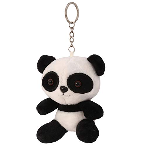 Bigsweety Panda Plush Toy Keychain Pendant Soft Panda Doll Toy Ornament for Kids School Backpack Keychain Decoration,(Black)