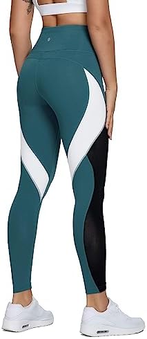 QUEENIEKE Women Yoga Pants Color Blocking Mesh Workout Running Le...